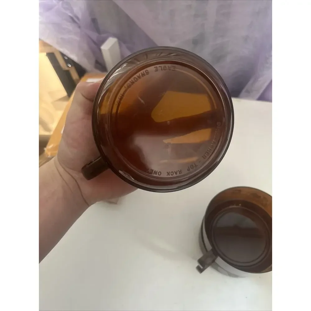 Vintage Amber Anheuser Busch Eagle Snack Cup Soup Bowl Brown w Handles